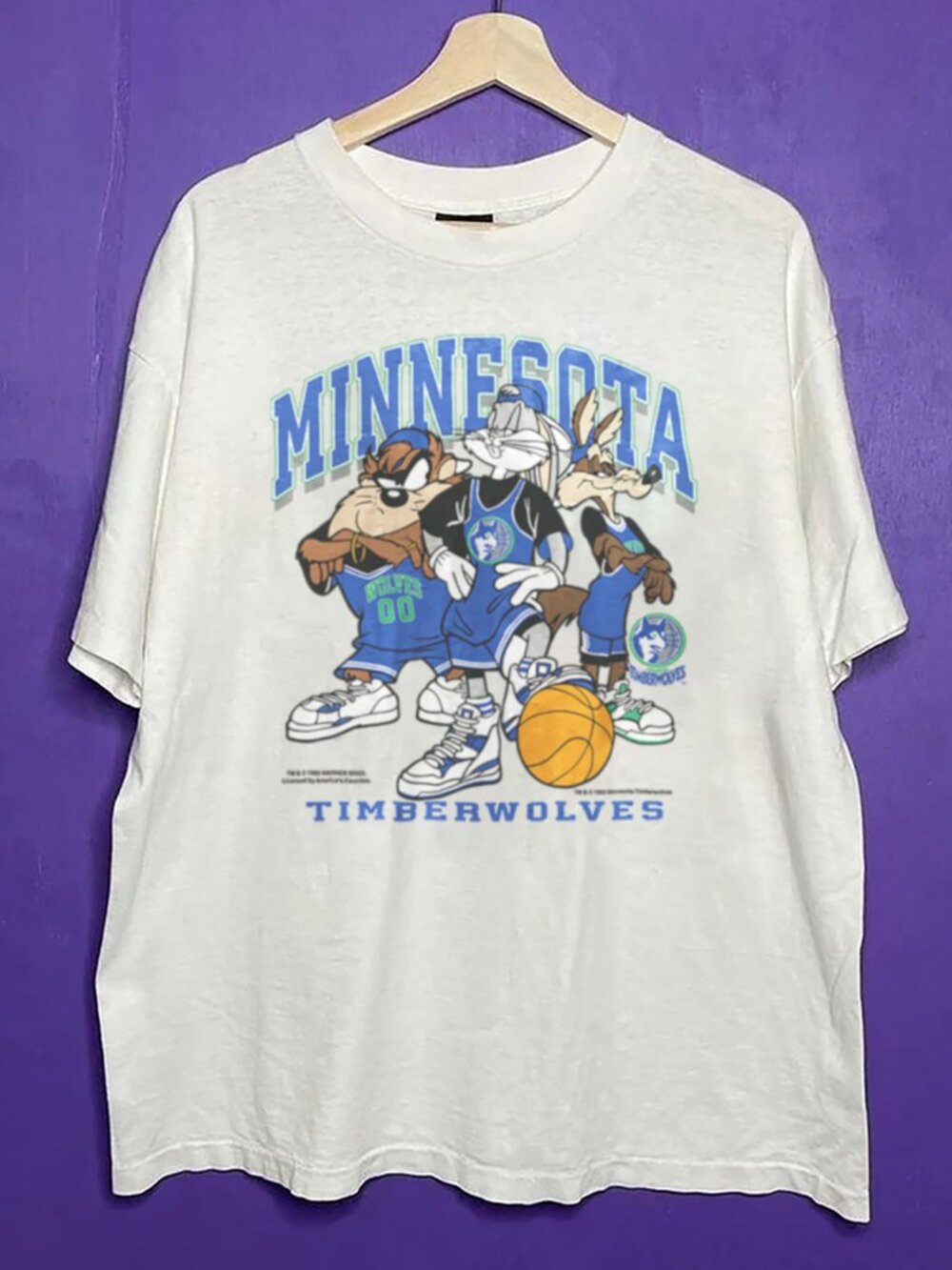 90s Vintage Minnesota Timberwolves Looney Tunes Basketball Shirt, NBA Shirt Tee